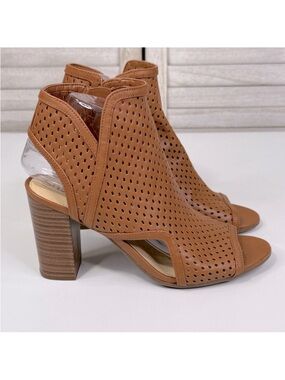 CIRCUS (By Sam Edelman) Perforated Laser Cut Open Toe Ankle Bootie Brown-8